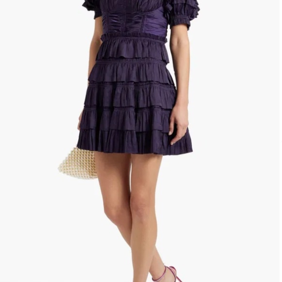 Lucette Tiered Satin Mini Dress (US 8) - Picture 4 of 4